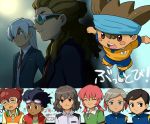  6+boys ? aoyama_shunsuke black_eyes black_hair blue_hair blush_stickers dark eyepatch goggles goggles_on_head hamano_kaiji hayami_tsurumasa headband ichino_nanasuke inazuma_eleven_(series) inazuma_eleven_go kidou_yuuto kirino_ranmaru long_hair male_focus mizuhara_aki multiple_boys necktie nishizono_shinsuke no_pupils open_mouth pink_hair raimon raimon_soccer_uniform sakuma_jirou shindou_takuto smile soccer_uniform sportswear twintails 