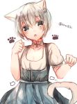  alternate_costume animal_ears blue_eyes cat_ears cat_paws dirndl dress german_clothes kantai_collection paws short_hair silver_hair solo sugino_(patrassyar) z1_leberecht_maass_(kantai_collection) 