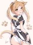  1girl animal_ears blonde_hair brown_eyes cat_ears cat_tail long_hair maid matsurika_(j297021302) original solo tail twintails 