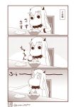  (o)_(o) chopsticks comic food fried_rice highres horns kantai_collection long_hair mittens monochrome moomin muppo noodles northern_ocean_hime ramen sazanami_konami shinkaisei-kan translated trembling wallet 