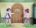  2girls aida_mana animated animated_gif battle dokidoki!_precure fighting fighting_stance kenzaki_makoto lowres multiple_girls precure skirt tagme 