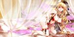  absurdres alternate_costume bed blonde_hair breasts costume hat highres junko_(touhou) pillow red_eyes touhou 