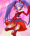 1girl bare_shoulders bow choker cure_magical hair_bow haruyama_kazunori hat izayoi_liko long_hair magical_girl mahou_girls_precure! pink_eyes precure purple_hair ruby_style smile solo twintails witch_hat 