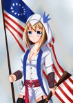  absurdres adapted_costume american_flag artist_request assassin&#039;s_creed_(series) assassin&#039;s_creed_iii blonde_hair blue_eyes breasts cleavage commentary_request connor_kenway connor_kenway_(cosplay) garter_straps highres hood lexington_(zhan_jian_shao_nyu) tagme thigh-highs zhan_jian_shao_nyu 
