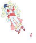  1girl armband barefoot blue_hair couple curly_hair high_heels hug long_hair lying multicolored_hair nia_teppelin one_shoe shoes simon single_shoe star tengen_toppa_gurren_lagann very_long_hair yuriko_(kkk9) 