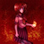  blue_eyes higurashi_no_naku_koro_ni mauve red_hair redhead ryuuguu_rena school_uniform serafuku short_hair 