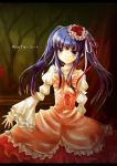  blue_hair flower frame furudo_erika hair_ornament painting twintails umineko_ep5_character umineko_no_naku_koro_ni vienri 