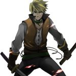  blonde_hair blue_eyes choker gloves guy_cecil male sheath smile sword tales_of_(series) tales_of_the_abyss weapon white_background 
