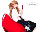  blue_eyes bookbag cellphone chair long_hair neon_genesis_evangelion open_mouth phone red_hair redhead sitting smile solo souryuu_asuka_langley tsuka_(pixiv) twintails 