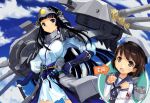  black_hair blue_eyes breasts brown_eyes brown_hair destroyer girl_arms gloves hat imperial_japanese_navy long_hair mecha_musume military navy ship short_hair world_war_ii wwii yamato zeco 