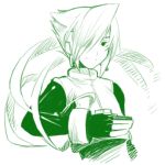  green helios_(rockman) lowres monochrome rockman rockman_zx shigehiro_(artist) 