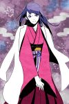 chou_shittou_caduceus doctor enso japanese_clothes kimono labcoat long_hair pink_eyes purple_hair satou_karume smile solo tomoe_tachibana trauma_center trauma_team 