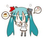  cake chibi chibi_miku dress food hair_ribbon hatsune_miku long_hair minami_(colorful_palette) pastry pudding ribbon thighhighs twintails very_long_hair vocaloid world_is_mine_(vocaloid) |_| 