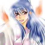  blue_hair ghost_sweeper_mikami himuro_kinu japanese_clothes long_hair lowres miko 