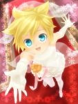  blonde_hair blue_eyes crossdressing crossdressinging dress elbow_gloves foreshortening gloves hands kagamine_len male oumi_sanaka pantyhose short_hair smile solo trap vocaloid wedding_dress white_dress white_legwear 