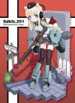  armored_vehicle blonde_hair blue_eyes breasts faux_figurine girl_arms gun hat headphones mecha_musume mg34 military military_uniform military_vehicle panzerfaust sdkfz_251 thigh-highs thighhighs uniform vehicle weapon world_war_ii wwii zeco 