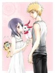  bleach couple dress kiss kon kuchiki_rukia kurosaki_ichigo orange_hair puppet stuffed_animal stuffed_lion stuffed_toy white_dress 