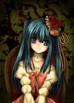  blue_hair choker dress flower furudo_erika hair_ornament mitsufuki ribbon rose smile solo twintails umineko_ep5_character umineko_no_naku_koro_ni 
