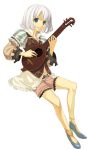  instrument lute lute_(instrument) shiranagi_masa shorts smile solo white_hair 