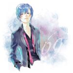   blue_hair male simple_background necktie tsubakien  