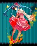  blue_hair dress furudo_erika hair_ornament pantyhose reichi twintails umineko_ep5_character umineko_no_naku_koro_ni 
