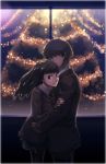  1boy 1girl amagami ayatsuji_tsukasa christmas christmas_tree couple hug jiji_(wander_plug) school_uniform tachibana_jun&#039;ichi 