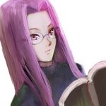  casual fate/stay_night fate_(series) glasses lowres purple_eyes purple_hair reading rider violet_eyes 