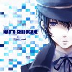  androgynous bad_id blue_eyes blue_hair cabbie_hat hat persona persona_4 reverse_trap robinexile shirogane_naoto short_hair solo 