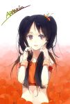  arancia bad_id black_hair character_name food food_themed_clothes fruit long_hair midriff onomaru orange orange_(color) original sasamori_tomoe solo twintails 