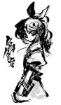  hair_ribbon long_hair monochrome ponytail ribbon tokiame touhou watatsuki_no_yorihime 