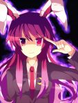  aura bad_id bunny_ears ki long_hair necktie purple_hair rabbit_ears red_eyes reisen_udongein_inaba ruxun touhou 