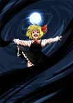  blonde_hair darkness fangs hair_ribbon outstretched_arms red_eyes ribbon rumia short_hair spread_arms touhou tsuttsu 