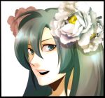  aqua_eyes aqua_hair close-up flower hatsune_miku kadu smile solo twintails vocaloid 