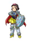 1girl armor cape gauntlets greaves hamahara_yoshio highres knight shield short_hair snow_white snow_white_and_the_seven_dwarfs sword weapon 