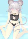 1girl animal_ears blush cat_cutout cat_ear_panties cat_lingerie cleavage_cutout eyebrows eyebrows_visible_through_hair highres ishikkoro looking_at_viewer mouse_ears mouse_tail nazrin slim_legs solo tail tail_wrap touhou