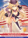  1girl american_flag blonde_hair blue_eyes breasts garter_straps gloves iowa_(kantai_collection) kantai_collection large_breasts long_hair pixcel propaganda salute skirt solo star star-shaped_pupils symbol-shaped_pupils thigh-highs 