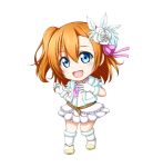  blue_eyes blush chibi dress gloves happy kousaka_honoka kuena love_live!_school_idol_project orange_hair short_hair side_ponytail 