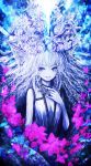  1girl blue_eyes cthulhu_mythos fantasy flower headpiece highres jewelry matagiro necklace original pale_skin solo tagme upper_body white_hair 