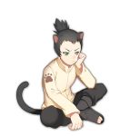  animal_ears black_hair boruto:_naruto_the_movie cat_ears cat_tail full_body greetload kemonomimi_mode long_hair nara_shikadai naruto simple_background solo tail 