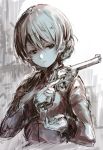  1girl ammunition bullet cartridge darjeeling girls_und_panzer gun handgun holding_gun holding_weapon military military_uniform revolver sumisu_(mondo) tagme trigger_discipline uniform weapon webley_revolver 