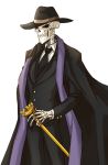  1boy ainz_ooal_gown alternate_costume artist_request cape formal hat necktie overlord_(maruyama) scarf skeleton solo suit wand 