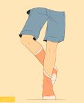  1boy artist_name head_out_of_frame legs male_focus no_shoes noeyebrow_(mauve) original shorts socks 