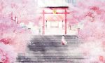  cherry_blossoms highres iki_hiyori noragami sanaa scenery torii yato_(noragami) yukine_(noragami) 