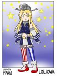  admiral_paru blonde_hair headgear iowa_(kantai_collection) kantai_collection long_hair star star-shaped_pupils symbol-shaped_pupils uss_iowa_(bb-61) younger 