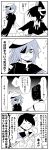  4girls beret blood blood_on_face blush cape closed_eyes comic eyepatch face_punch gloves hat headgear highres hyuuga_(kantai_collection) in_the_face kaga3chi kantai_collection kiso_(kantai_collection) long_sleeves mogami_(kantai_collection) monochrome multiple_girls necktie nosebleed pleated_skirt punching remodel_(kantai_collection) school_uniform serafuku short_hair short_sleeves skirt sleeves_rolled_up sparkle sparkling_eyes sweatdrop tenryuu_(kantai_collection) translation_request 