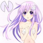  1girl bare_shoulders blush bra d-pad hair_ornament long_hair looking_at_viewer nepgear neptune_(series) purple_hair solo underwear 