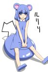  1girl azurill blue_eyes blue_hair highres personification pokemon sitting tokugawa_landine 