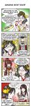  4koma 5girls :d ;d ^_^ admiral_paru akagi_(kantai_collection) banana bismarck_(kantai_collection) black_hair blonde_hair brown_hair closed_eyes comic commentary crying detached_sleeves english food fruit glasses grey_eyes hairband hakama hat highres holding japanese_clothes kantai_collection kirishima_(kantai_collection) long_hair microphone multiple_girls muneate nontraditional_miko one_eye_closed open_mouth peaked_cap ponytail short_hair smile sparkle streaming_tears tasuki tears thumbs_up yamato_(kantai_collection) 