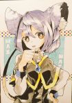  1girl aioi_aoi animal_ears brown_eyes gem grey_hair jewelry long_sleeves looking_at_viewer marker_(medium) mouse_ears mouse_tail nazrin necklace open_mouth pendant shirt short_hair skirt skirt_set solo tail touhou traditional_media vest 