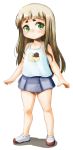  1girl absurdres banubeefriends brown_hair camisole child collarbone expressionless green_eyes highres long_hair looking_at_viewer mary_janes no_socks original shoes skirt solo standing white_background 